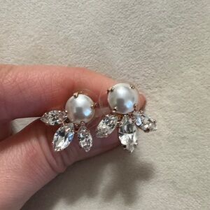 Petite Delights By Ilona Rubin Pearl & Crystal Earrings in Rose Gold Setting